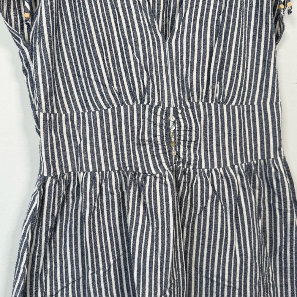 Given Kale Striped V-Neck Mini Dress, Rouched Midsection, Size XL - Picture 2 of 10